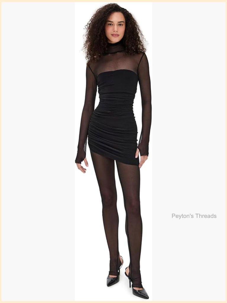 Strapless Turtleneck Bodycon Midi Dress With Attached Catsuit